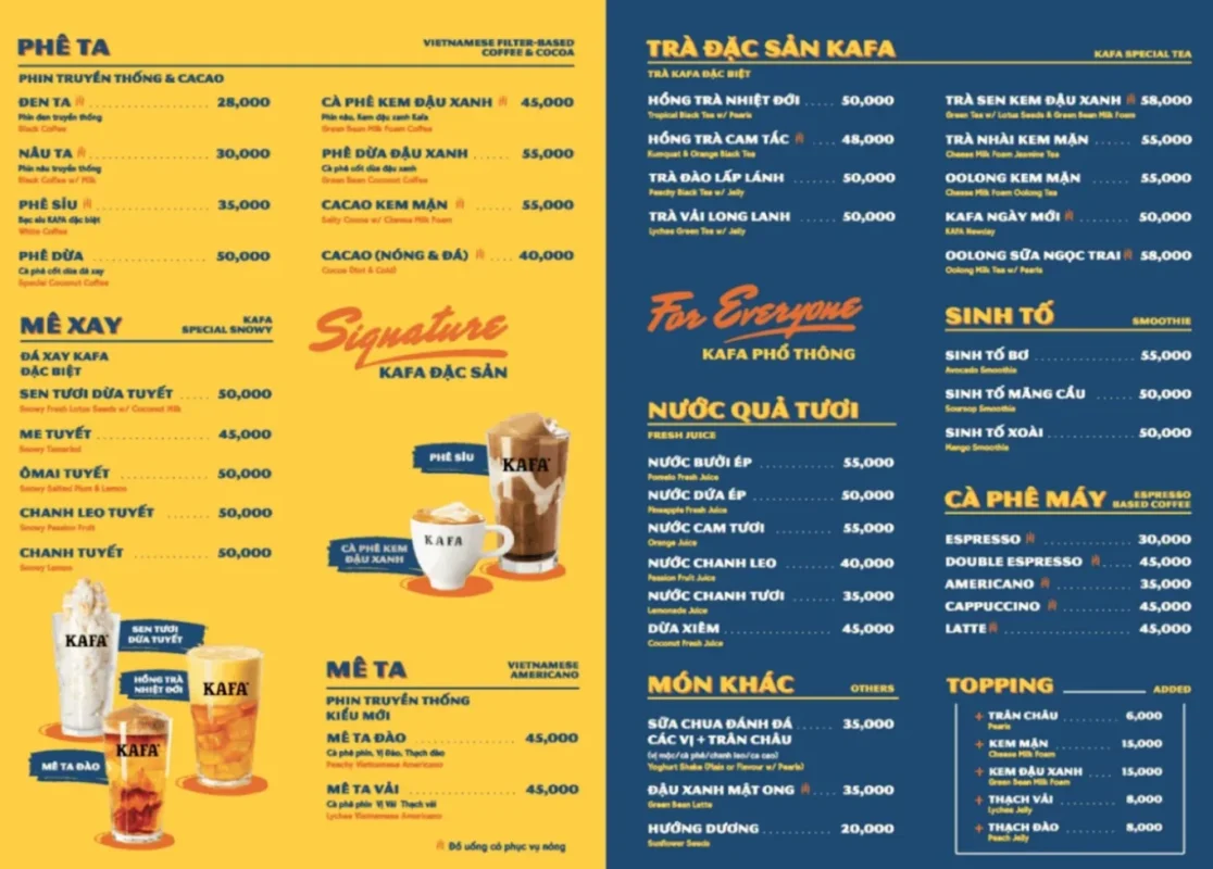 Kafa Cafe menu có gì đặc biệt? Gợi ý đồ uống đáng thử